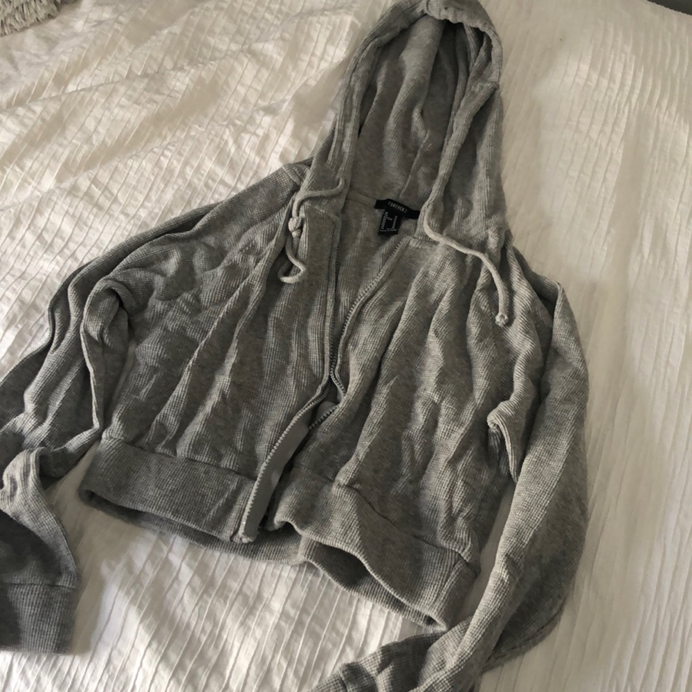 Cropped Grey Zip Up